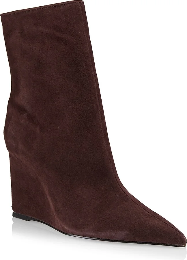 Women's Asya Suede Wedge Booties - Dark Chocolate - Size 5 - Image 2