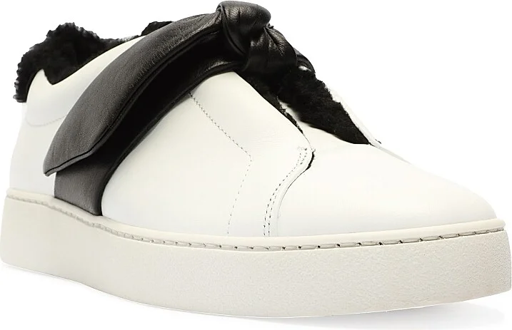 Women's Asymmetric Clarita Leather Slip-On Sneakers - White Beige - Size 5 - Image 3