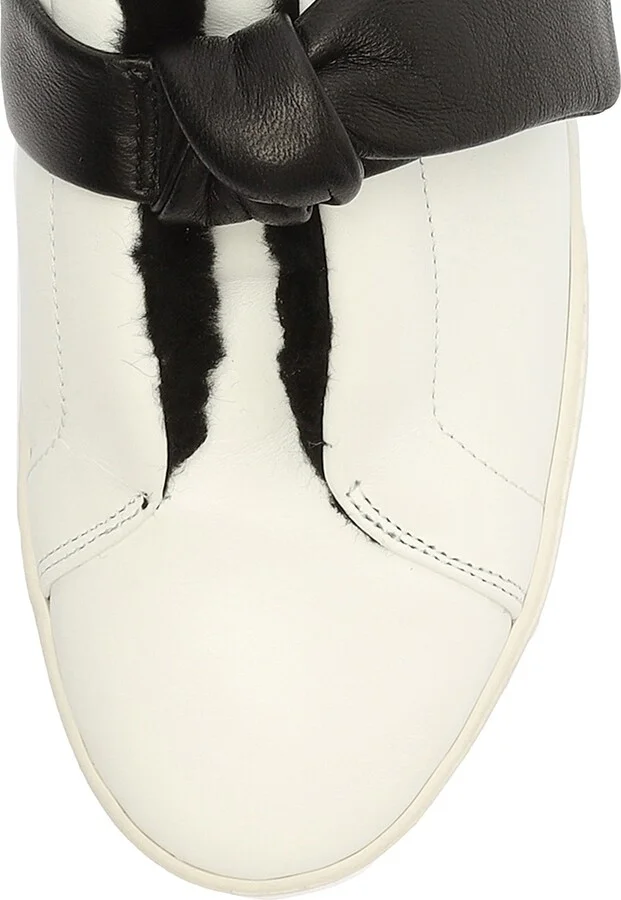 Women's Asymmetric Clarita Leather Slip-On Sneakers - White Beige - Size 5 - Image 5