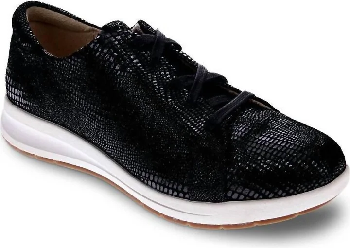 Women's Athens Sneaker - Medium Width In Black Lizard