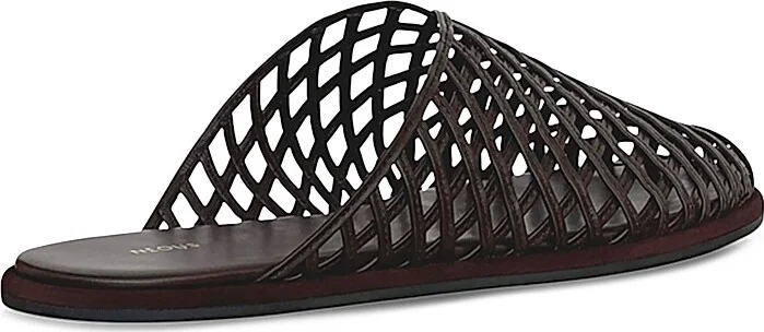 Women's Atik Woven Leather Flat Mules - Dark Chocolate - Size 5 - Image 2