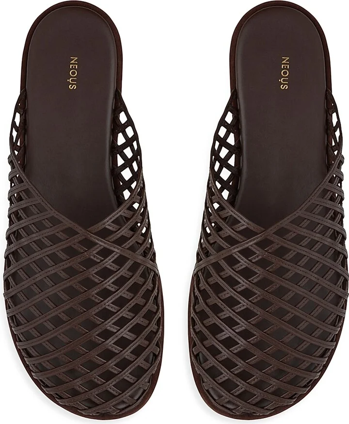 Women's Atik Woven Leather Flat Mules - Dark Chocolate - Size 5 - Image 3
