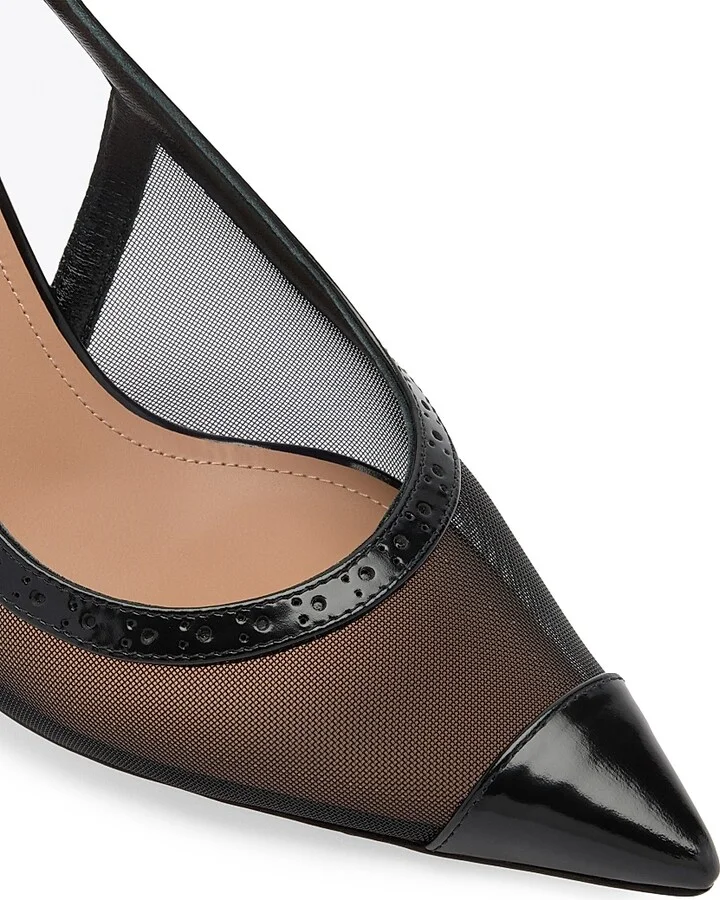 Women's Aubrey 70MM Mesh Slingback Pumps - Black - Size 10 - Image 4