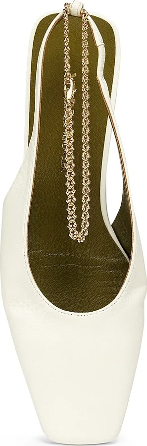 Women's Augusta Chain-Link Leather Slingback Flats - Natural - Size 6 - Image 4