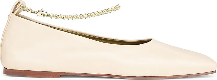 Women's Augusta Leather Ballet Flats - Light Beige - Size 5.5