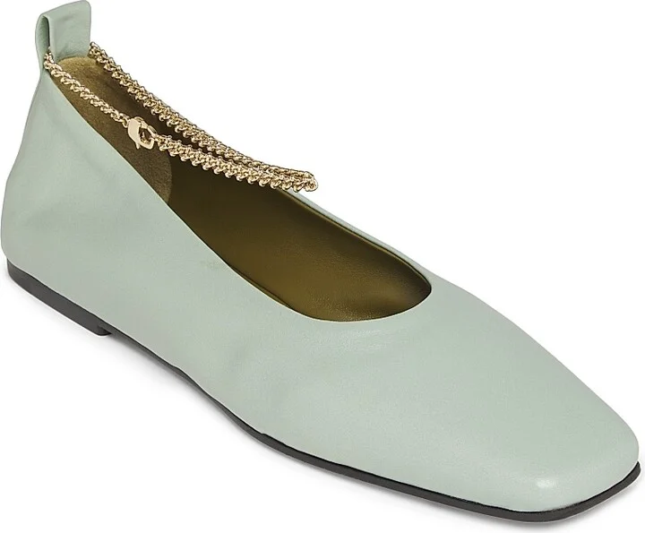 Women's Augusta Leather Ballet Flats - Light Pastel Green - Size 6.5 - Image 2