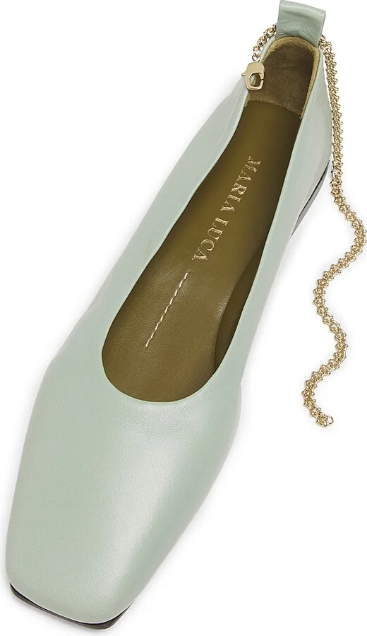 Women's Augusta Leather Ballet Flats - Light Pastel Green - Size 6.5 - Image 4