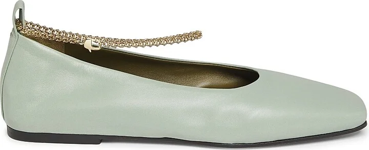 Women's Augusta Leather Ballet Flats - Light Pastel Green - Size 6.5