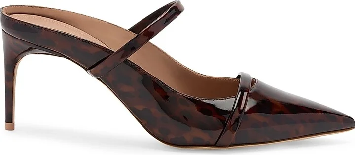 Women's Aurora 70MM Leopard Patent Leather Mules - Brown - Size 11