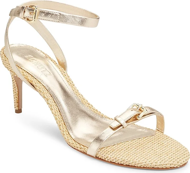 Women's Aurora 75MM Metallic Leather Sandals - Platina - Size 6.5 - Image 2