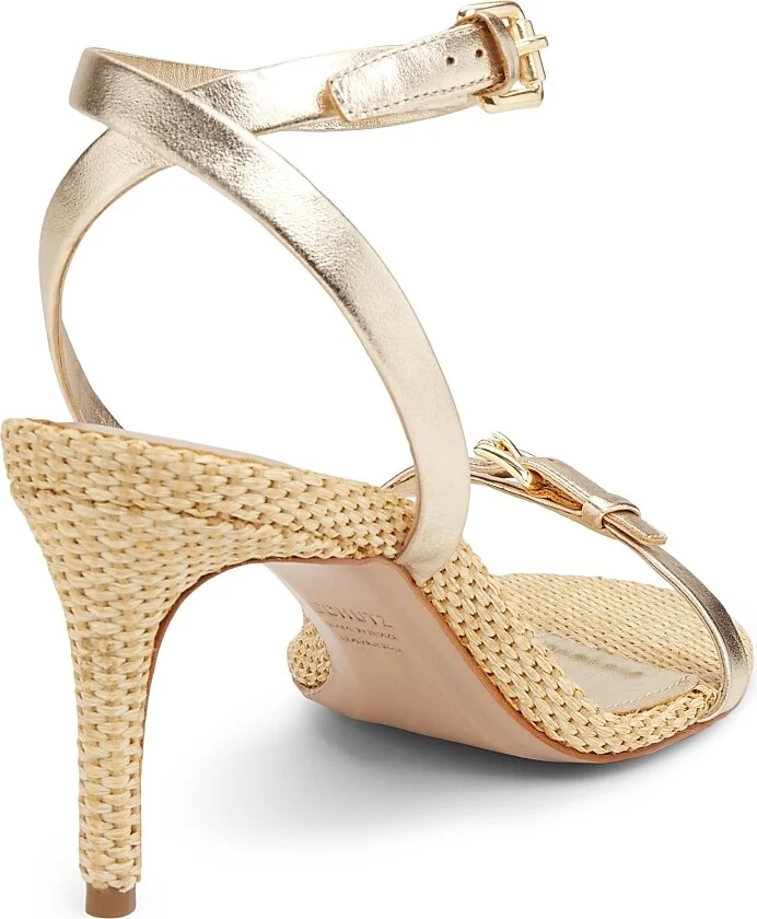Women's Aurora 75MM Metallic Leather Sandals - Platina - Size 6.5 - Image 3