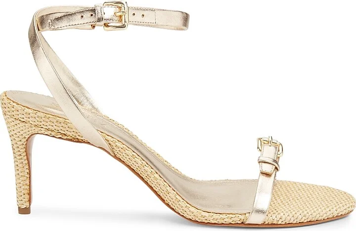 Women's Aurora 75MM Metallic Leather Sandals - Platina - Size 6.5