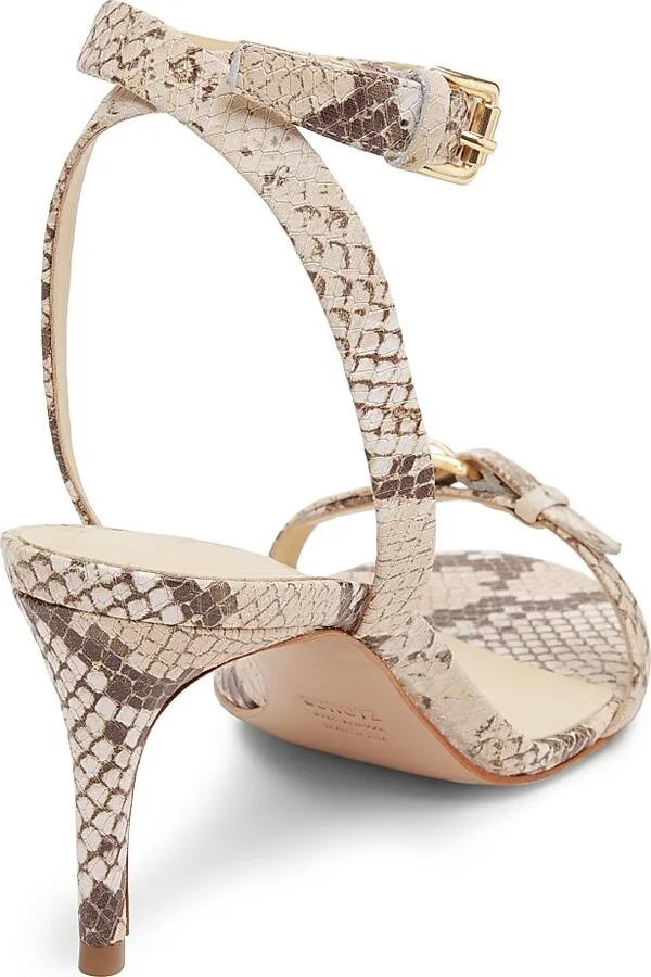 Women's Aurora 75MM Snake-Embossed Leather Sandals - Beige - Size 6.5 - Image 3