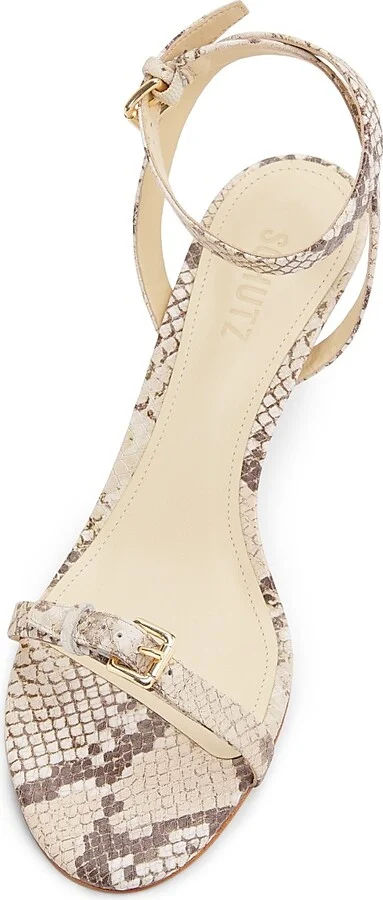 Women's Aurora 75MM Snake-Embossed Leather Sandals - Beige - Size 6.5 - Image 4