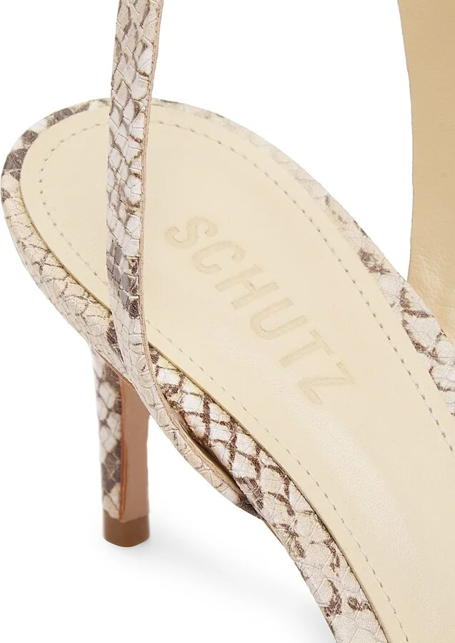 Women's Aurora 75MM Snake-Embossed Leather Sandals - Beige - Size 6.5 - Image 5