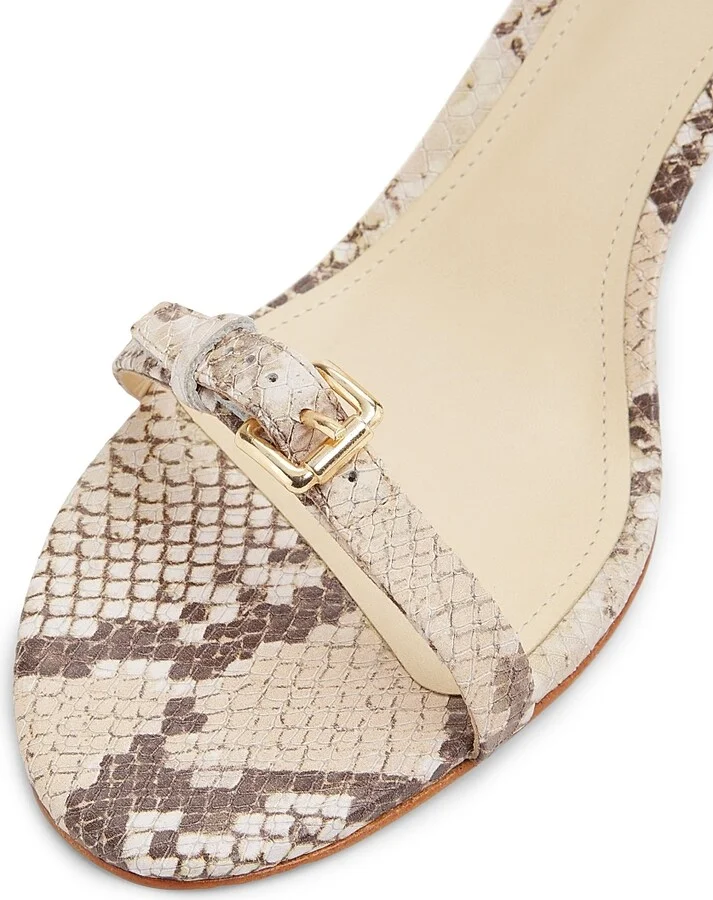 Women's Aurora 75MM Snake-Embossed Leather Sandals - Beige - Size 6.5 - Image 6