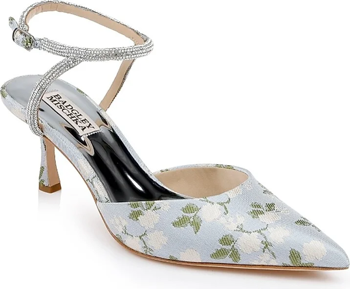 Women's Autumn 65MM Crystal-Embellished Jacquard Pumps - Mist Blue - Size 5 - Image 2