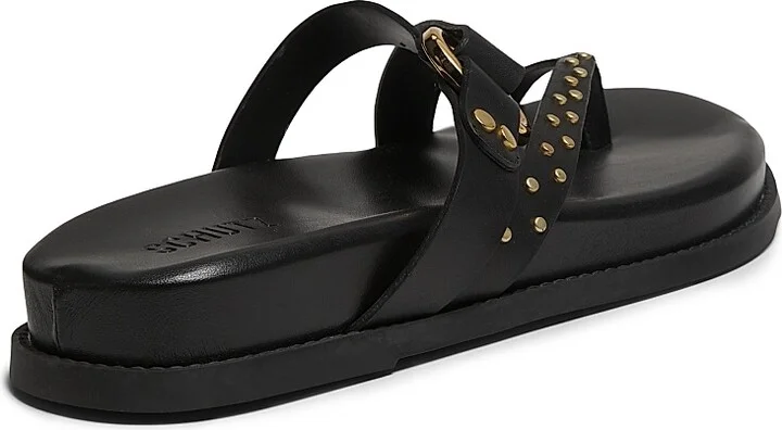 Women's Aveline Sporty Leather Flat Sandals - Black - Size 6.5 - Image 3