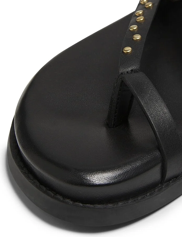 Women's Aveline Sporty Leather Flat Sandals - Black - Size 6.5 - Image 6
