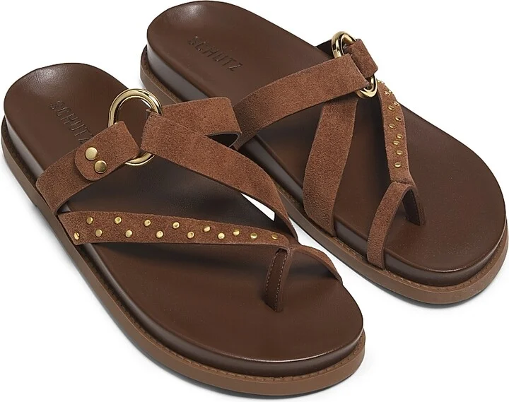 Women's Aveline Studded Suede Sandals - Desert Brown - Size 6.5 - Image 4