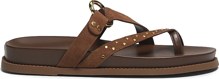 Women's Aveline Studded Suede Sandals - Desert Brown - Size 6.5