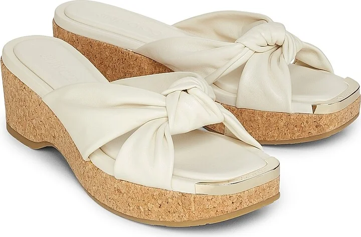 Women's Avenue 110 50MM Leather Wedge Sandals - Latte - Size 6 - Image 2