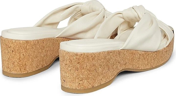 Women's Avenue 110 50MM Leather Wedge Sandals - Latte - Size 6 - Image 3