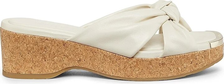 Women's Avenue 110 50MM Leather Wedge Sandals - Latte - Size 6