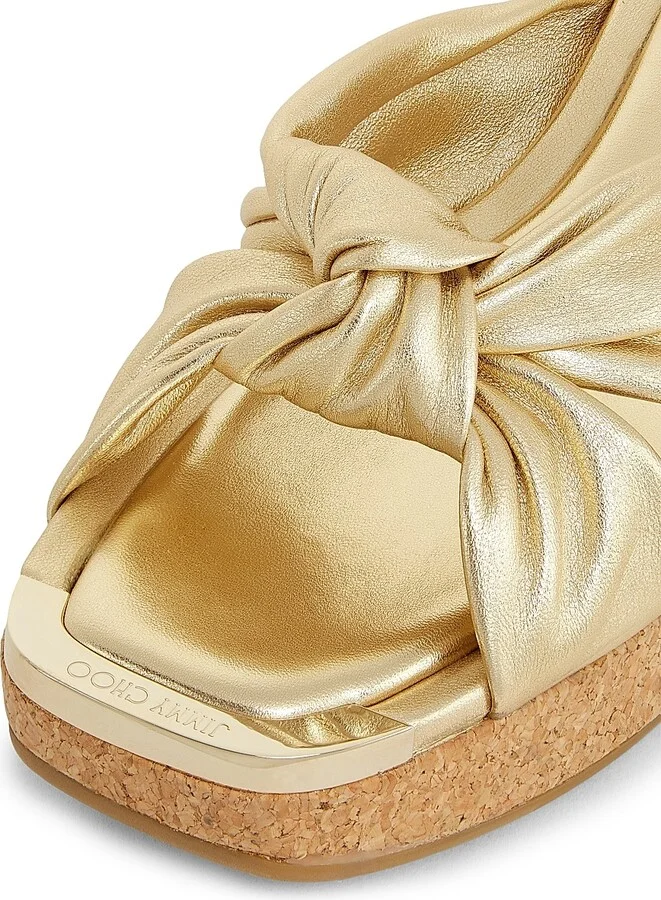 Women's Avenue 110 50MM Metallic Leather Wedge Sandals - Gold - Size 6.5 - Image 5