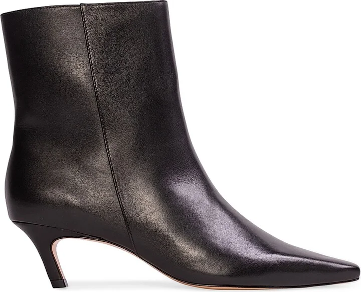 Women's Avenue 50MM Mid Heel Boots - Black Leather - Size 6