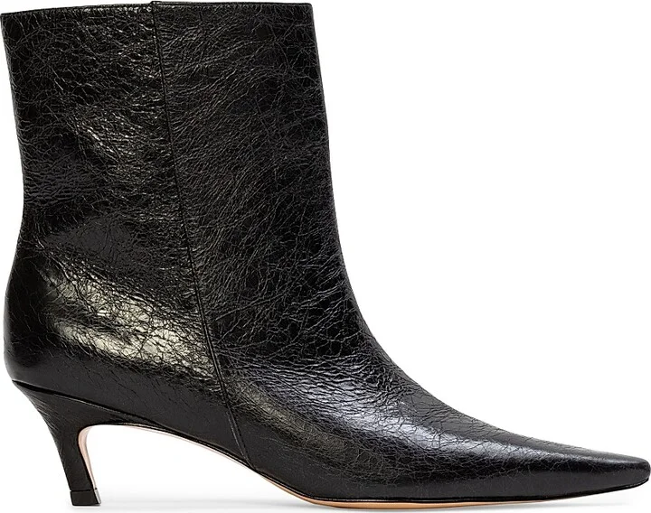 Women's Avenue 50MM Patent Boots - Black Crinkled Patent - Size 5.5