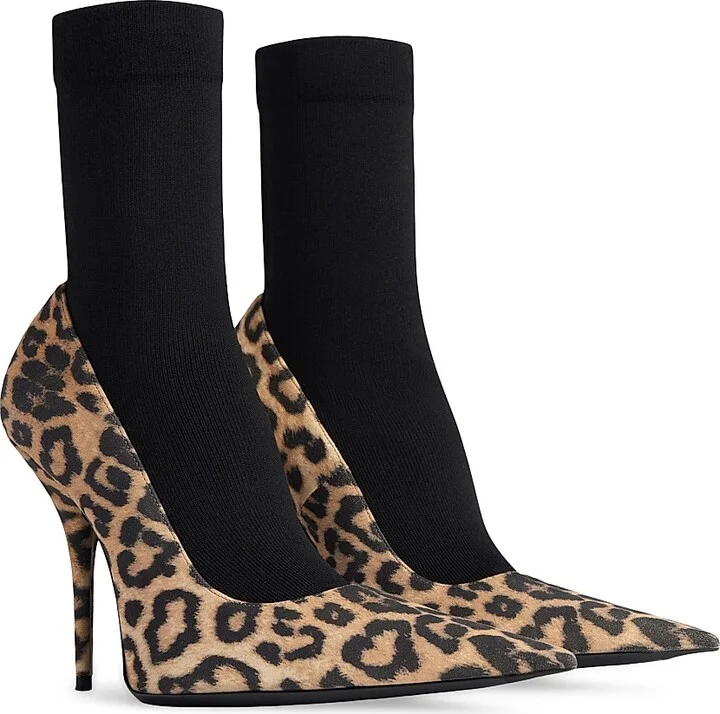 Women's Avenue Sock 110MM Pumps - Leopard Black - Size 7 - Image 2
