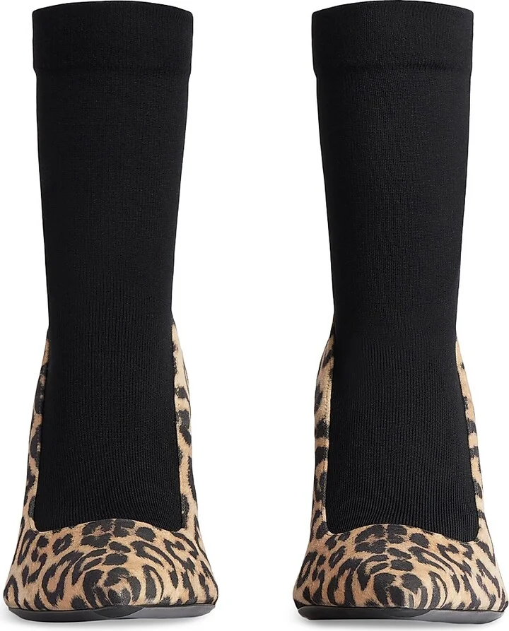 Women's Avenue Sock 110MM Pumps - Leopard Black - Size 7 - Image 4
