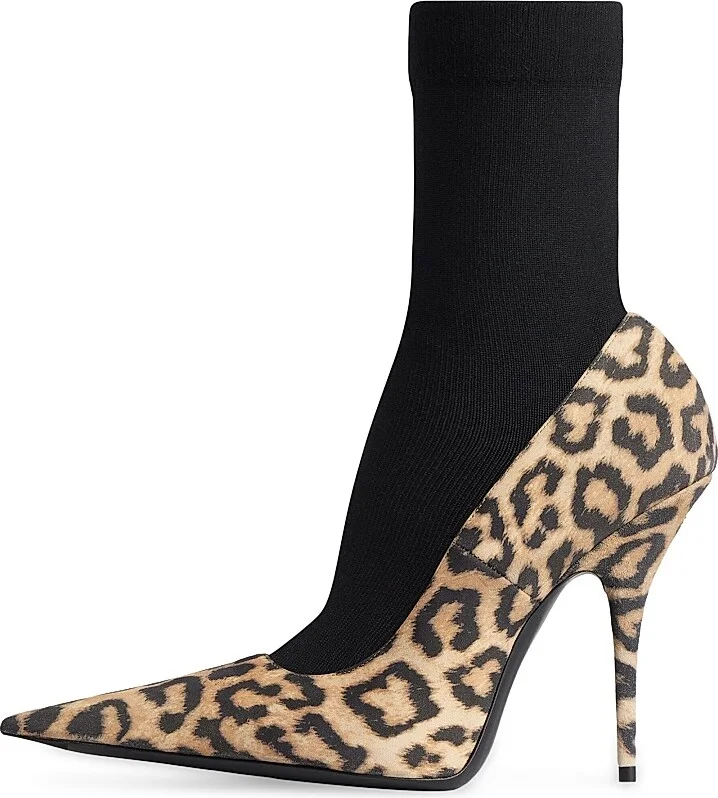 Women's Avenue Sock 110MM Pumps - Leopard Black - Size 7 - Image 5