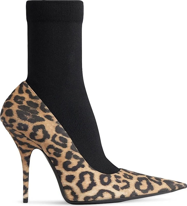 Women's Avenue Sock 110MM Pumps - Leopard Black - Size 7