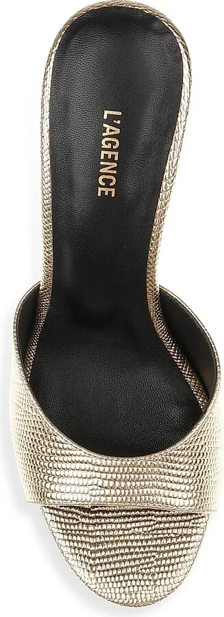 Women's Avery 100MM Embossed Metallic Leather Sandals - Gold Lizard - Size 6.5 - Image 4