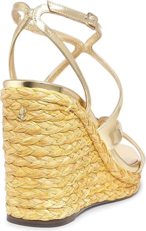 Women's Ayla 110MM Metallic Leather Platform Wedge Sandals - Gold - Size 8 - Image 3