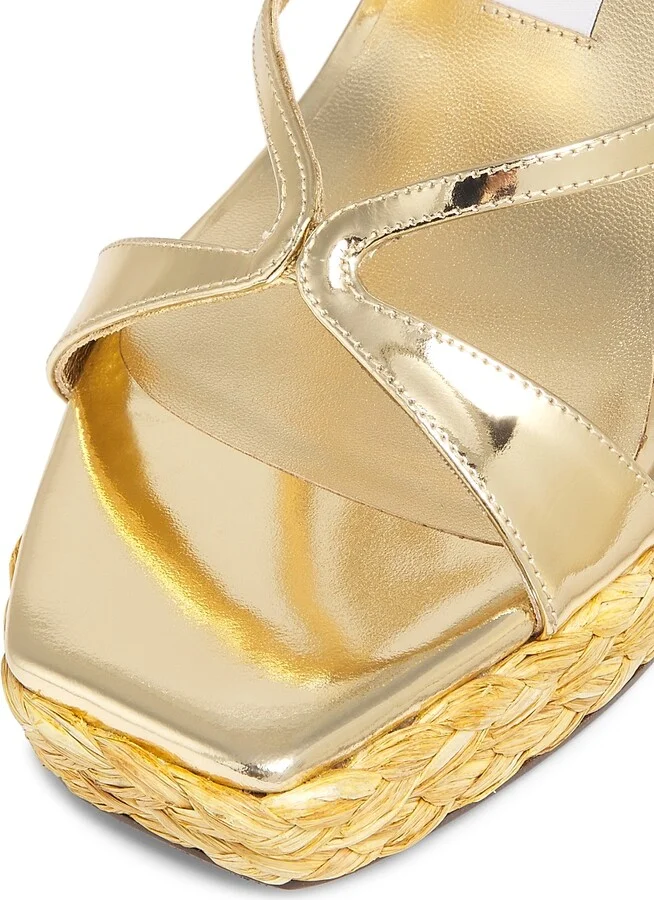Women's Ayla 110MM Metallic Leather Platform Wedge Sandals - Gold - Size 8 - Image 6