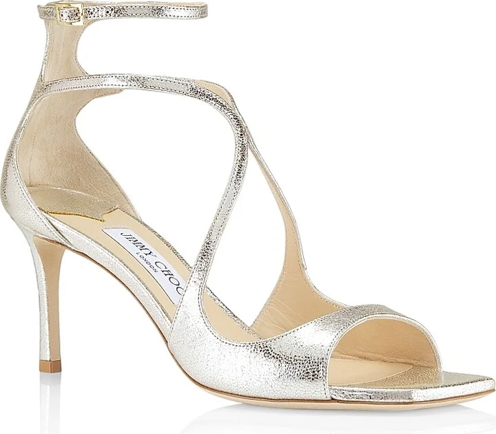 Women's Azia 75MM Glitter Leather Sandals - Champagne - Size 5 - Image 2