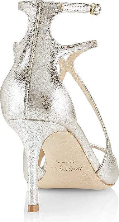 Women's Azia 75MM Glitter Leather Sandals - Champagne - Size 5 - Image 3
