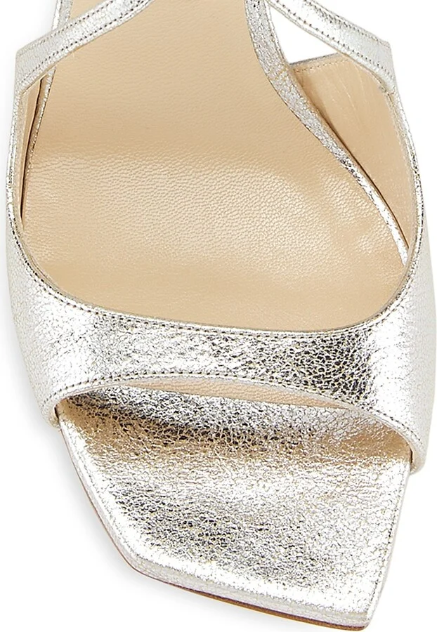 Women's Azia 75MM Glitter Leather Sandals - Champagne - Size 5 - Image 4