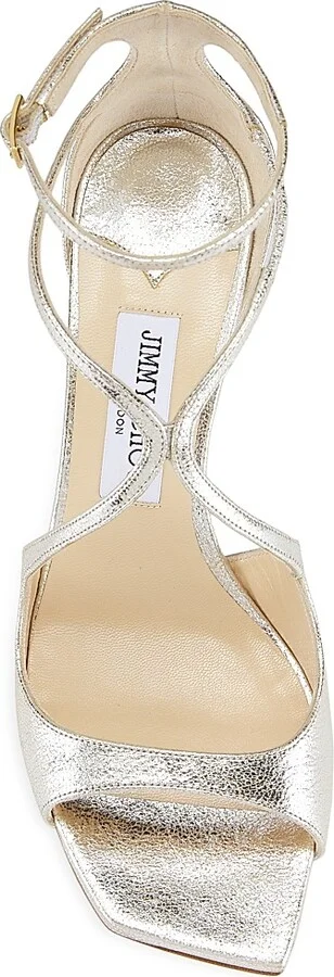 Women's Azia 75MM Glitter Leather Sandals - Champagne - Size 5 - Image 5