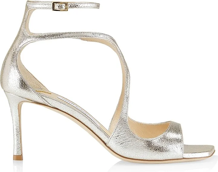 Women's Azia 75MM Glitter Leather Sandals - Champagne - Size 5