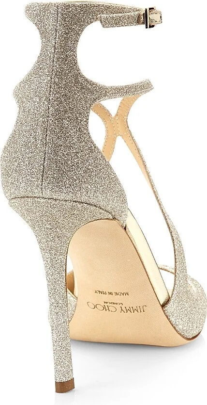 Women's Azia 95MM Glitter Sandals - Platinum Ice - Size 5 - Image 3