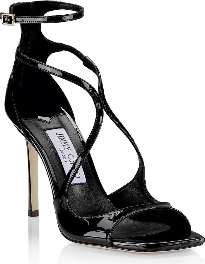 Women's Azia 95MM Patent Leather Sandals - Black - Size 5 - Image 2