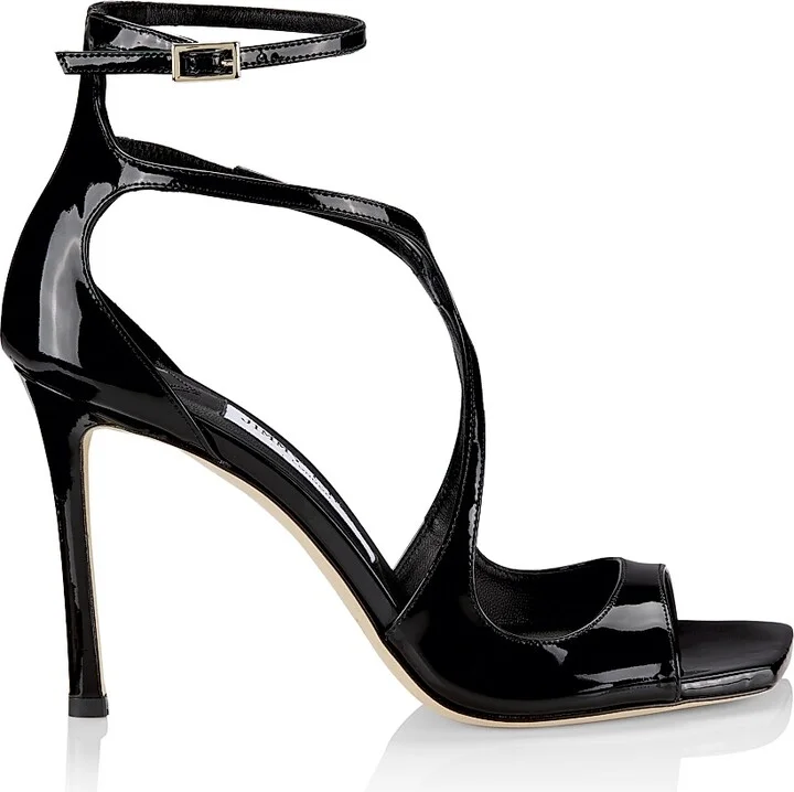 Women's Azia 95MM Patent Leather Sandals - Black - Size 5