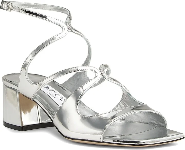 Women's Azilia 45MM Metallic Leather Sandals - Silver - Size 6.5 - Image 2