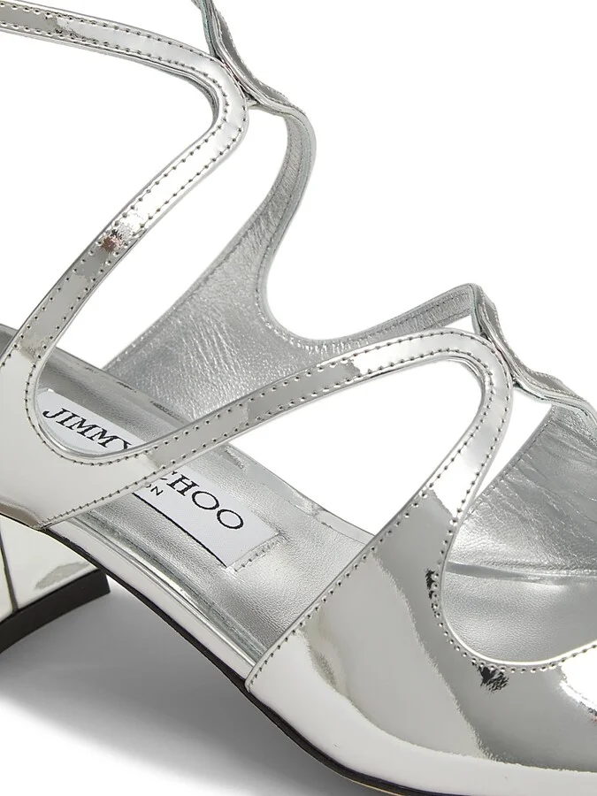 Women's Azilia 45MM Metallic Leather Sandals - Silver - Size 6.5 - Image 5