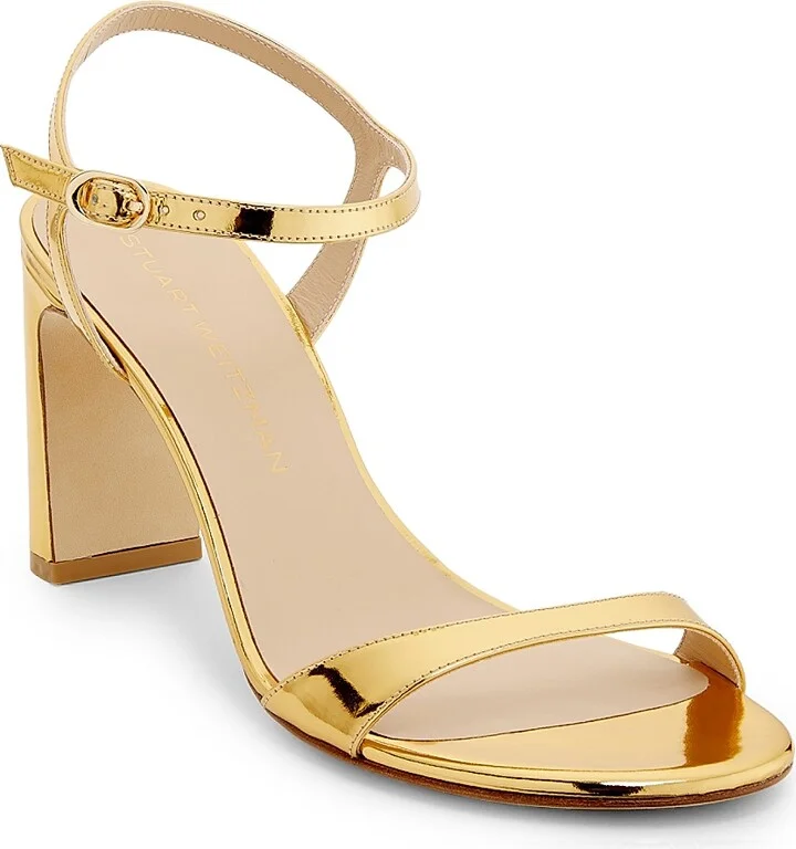 Women's Babette 85MM Metallic Leather Sandals - Gold - Size 10 - Image 2