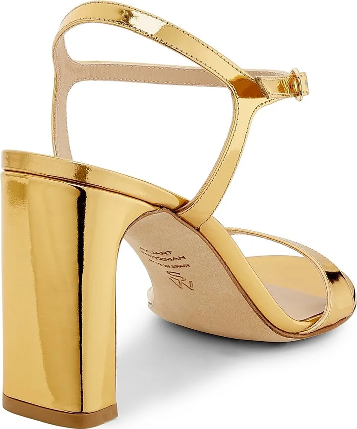 Women's Babette 85MM Metallic Leather Sandals - Gold - Size 10 - Image 3